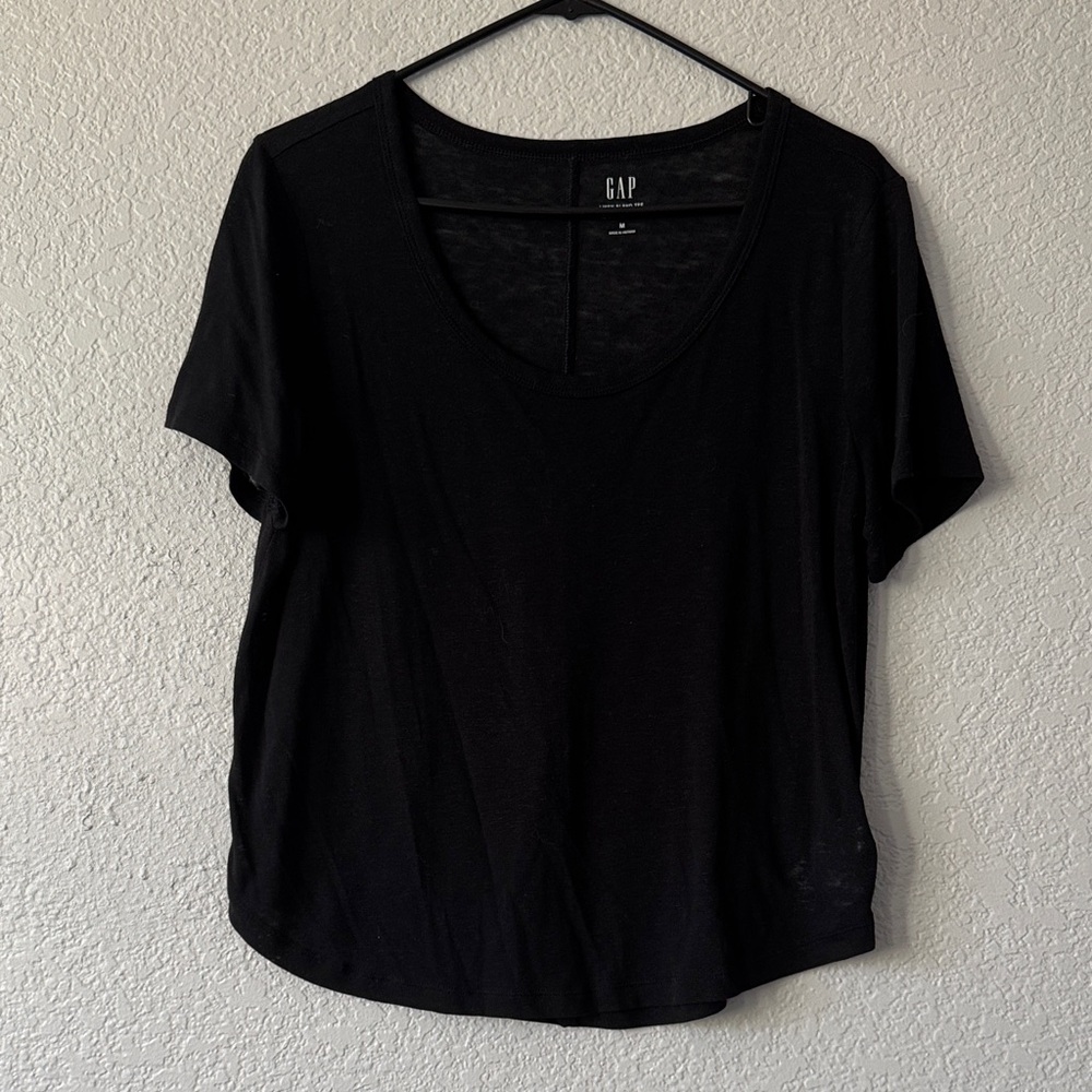GAP Women's Linen Black Short Sleeve Tee